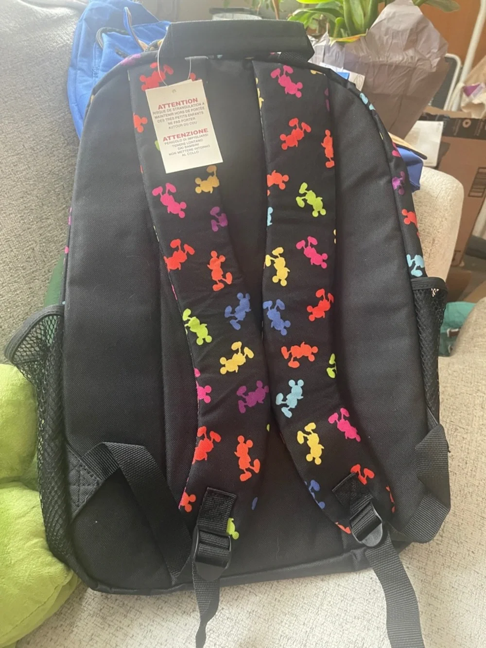 Disney Black Backpack with Multicolor Mickey Silhouettes